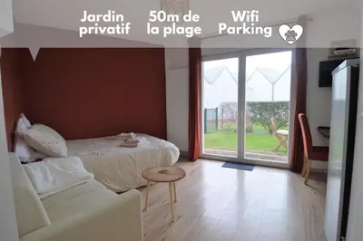 Un ou plusieurs lits dans un hébergement de l'établissement La Patoune - Jardin - 50m de la plage - Wifi - Parking