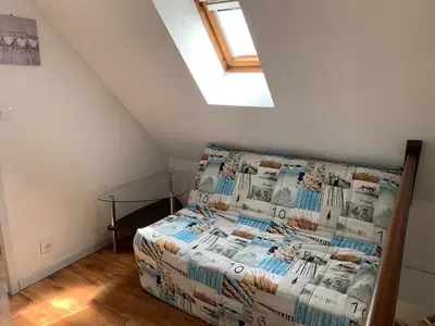 Un ou plusieurs lits dans un hébergement de l'établissement Duplex 3 Pièces Proche Plage à Cabourg, 6 Pers., Parking Privé - FR-1-487-280