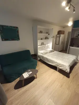 Un ou plusieurs lits dans un hébergement de l'établissement Studio bord de mer en résidence MERVILLE FRANCEVILLE PLAGE