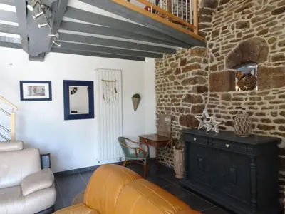 Coin salon dans l'établissement Country House near Mont St Michel