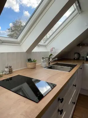 Cuisine ou kitchenette dans l'établissement Appartement cosy sous les toits