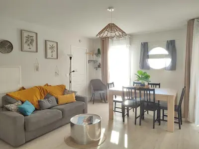 Coin salon dans l'établissement Ma Pause Normande T3 Les Isles de Sola