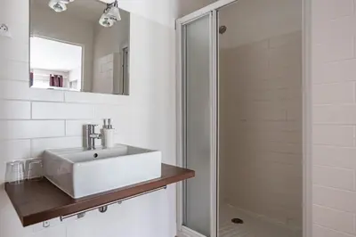 Salle de bains dans l'établissement Gîte Taumain