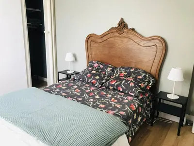 Un ou plusieurs lits dans un hébergement de l'établissement Maison Familiale, Plage à 250m, Calme, Jardin, Terrasse, WIFI - FR-1-465-75
