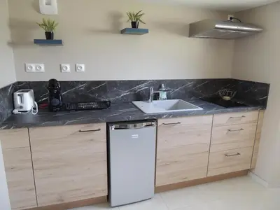 Cuisine ou kitchenette dans l'établissement Appartement entre terre et baie