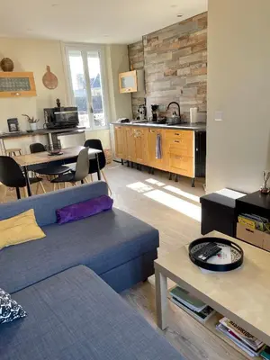 Cuisine ou kitchenette dans l'établissement Saint-Aubin-Sur-Mer: Bel appartement traversant
