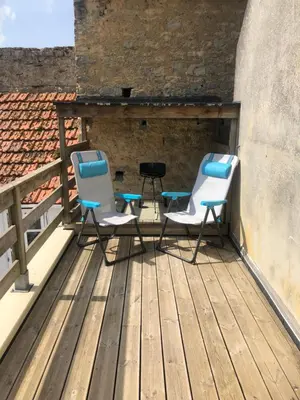 Coin salon dans l'établissement Authentique maison de pêcheur à Port-en-Bessin