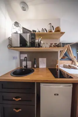 Cuisine ou kitchenette dans l'établissement Studio Insolite Viking