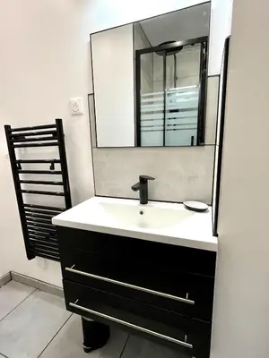 Salle de bains dans l'établissement Studio avec grande terrasse et parking privatifs