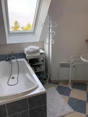 Salle de bains dans l'établissement Camélia rouge