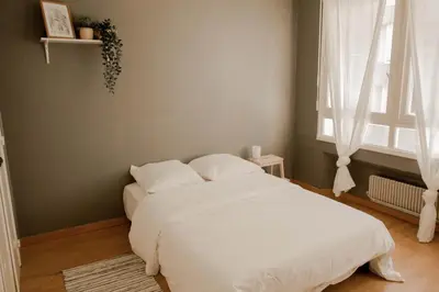 Un ou plusieurs lits dans un hébergement de l'établissement Belle appartement lumineux -Tram au pied de l'immeuble -