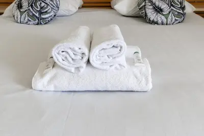 Un ou plusieurs lits dans un hébergement de l'établissement Superbe appartement neuf avec un grand balcon - Cabourg - Welkeys