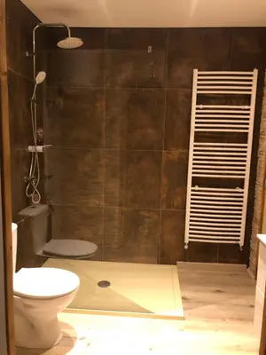 Salle de bains dans l'établissement Le gîte de l'Ajon