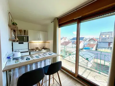 Cuisine ou kitchenette dans l'établissement Salm, Coquet studio avec balcon