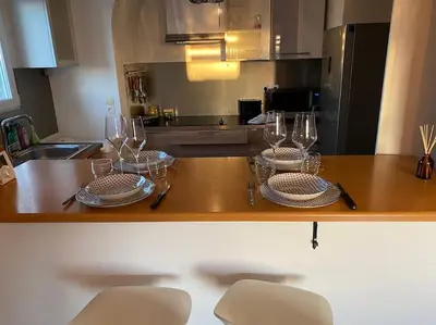 Cuisine ou kitchenette dans l'établissement Les Mouettes