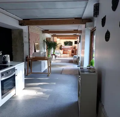 Coin salon dans l'établissement La Bergerie de Bénéauville 7 personnes