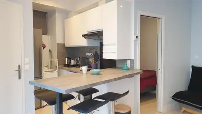 Cuisine ou kitchenette dans l'établissement Studio Corsaire 4J