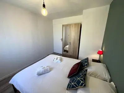 Un ou plusieurs lits dans un hébergement de l'établissement Auva - SILS Maison 48 m2 à 5 minutes à pied de la plage