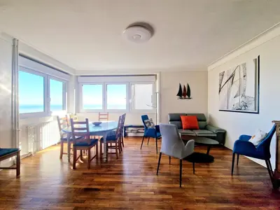 Coin salon dans l'établissement Le Tangon - Maison de 150m2 face à la mer