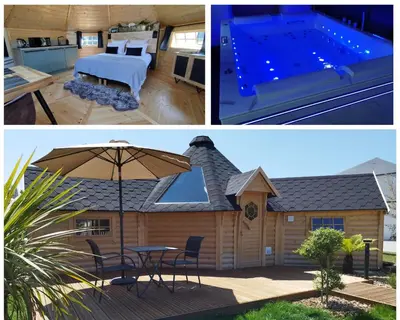 Piscine de l'établissement Cottage climatisé avec baignoire SPA 2 personnes ou située à proximité