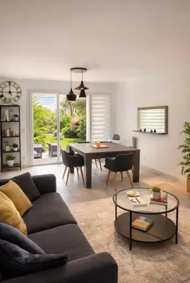 Coin salon dans l'établissement Belle maison neuve à 5 mn de la plage