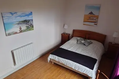 Un ou plusieurs lits dans un hébergement de l'établissement Gîte le Mont, à la campagne en Normandie, proche du Mont St Michel