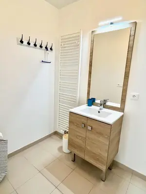 Salle de bains dans l'établissement T4 avec grande terrasse et parking privé
