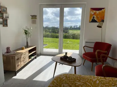 Coin salon dans l'établissement Maison de charme vue d'exception
